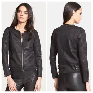 The Kooples Leather-Like Moto Jacket Top🔥